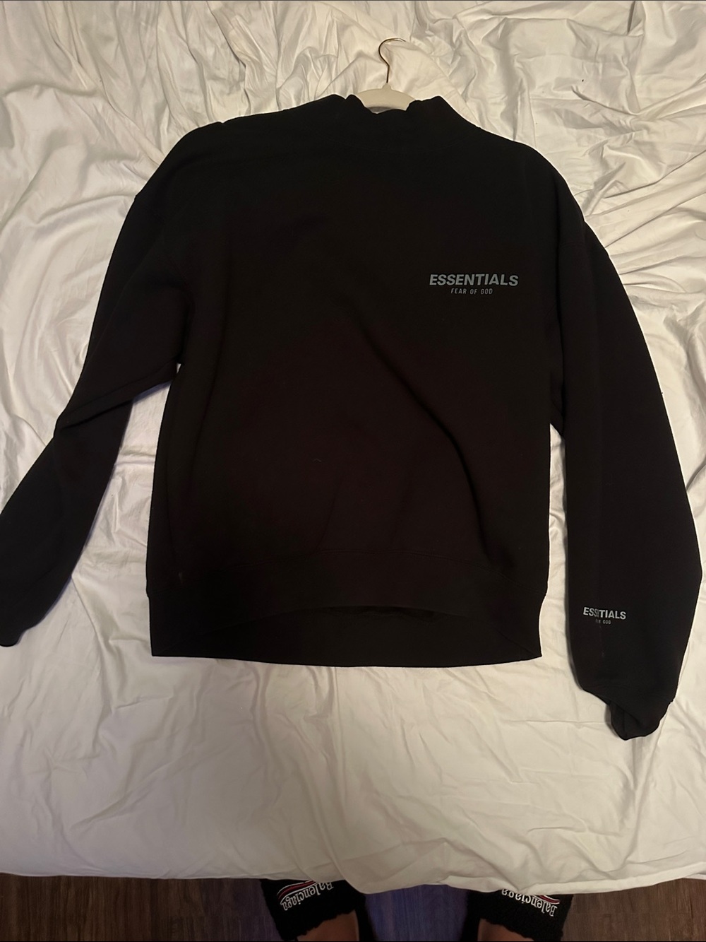 Essentials Black Crewneck Sweatshirt with Subtle Logo